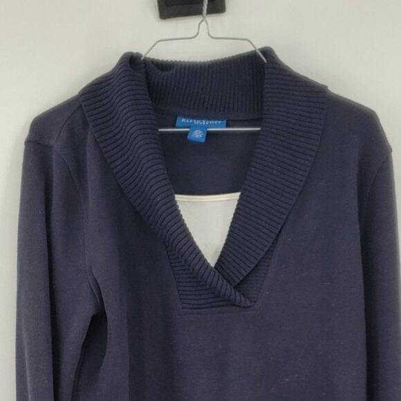 KAREN SCOTT SPORT Layered Navy Blue Top Womens Size Small S - Picture 2 of 5